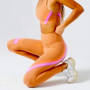 L*Space Women’s Peach Leggings with Orange and Purple Accents